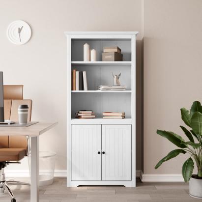 Bibliotecă "BODO", alb, 82x40x173 cm, lemn masiv de pin GartenMobel Dekor