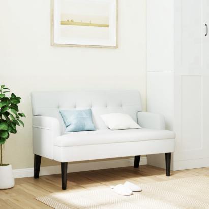 Banchetă cu spătar, alb, 112x65,5x75 cm piele ecologică GartenMobel Dekor