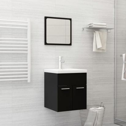 Set mobilier de baie, 2 piese, negru, PAL GartenMobel Dekor