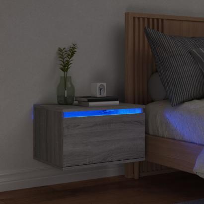Noptieră montată pe perete cu lumini LED, sonoma gri GartenMobel Dekor