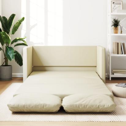 Canapea extensibilă 2 în 1, crem, 112x174x55cm, piele ecologică GartenMobel Dekor