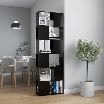 Bibliotecă/Separator cameră, negru, 60x24x186 cm, PAL   GartenMobel Dekor