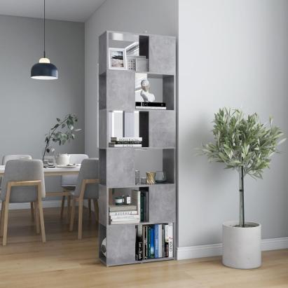 Bibliotecă/Separator cameră, gri beton, 60x24x186 cm, PAL   GartenMobel Dekor