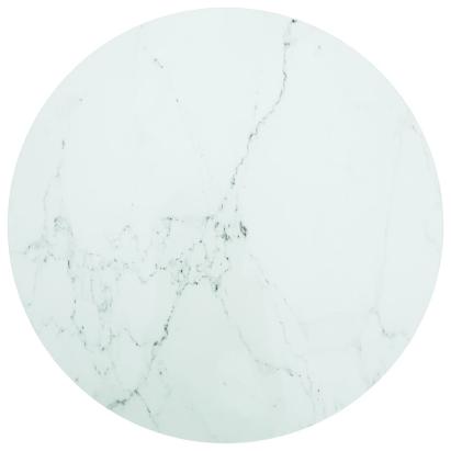 Blat masă alb Ø80x1 cm sticlă securizată cu design de marmură GartenMobel Dekor