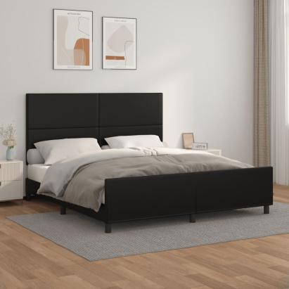 Cadru de pat cu tăblie, negru, 160x200 cm, piele ecologică GartenMobel Dekor