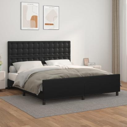 Cadru de pat cu tăblie, negru, 160x200 cm, piele ecologică GartenMobel Dekor