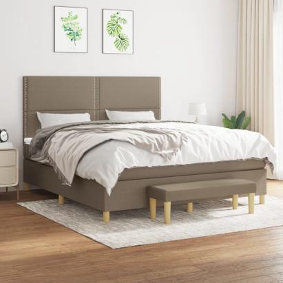 Pat continental cu saltea, gri taupe, 180x200 cm, textil GartenMobel Dekor