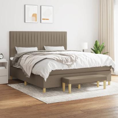 Pat continental cu saltea, gri taupe, 180x200 cm, textil GartenMobel Dekor