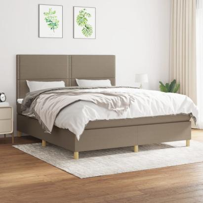 Pat continental cu saltea, gri taupe, 180x200 cm, textil GartenMobel Dekor