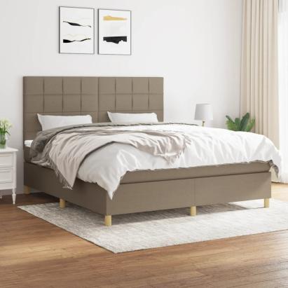 Pat continental cu saltea, gri taupe, 180x200 cm, textil GartenMobel Dekor