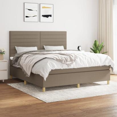 Pat continental cu saltea, gri taupe, 180x200 cm, textil GartenMobel Dekor
