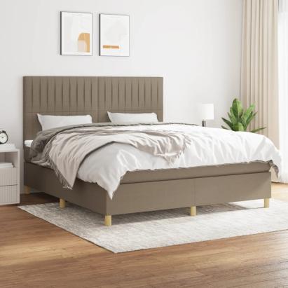 Pat continental cu saltea, gri taupe, 180x200 cm, textil GartenMobel Dekor