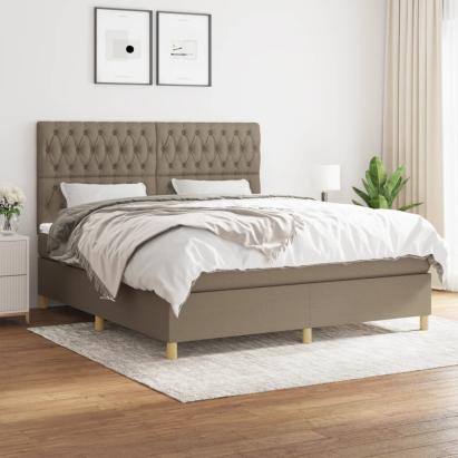 Pat continental cu saltea, gri taupe, 180x200 cm, textil GartenMobel Dekor
