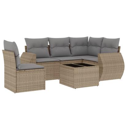 Set canapele de grădină cu perne, 6 piese, bej, poliratan GartenMobel Dekor