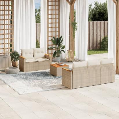Set canapele de grădină cu perne, 6 piese, bej, poliratan GartenMobel Dekor
