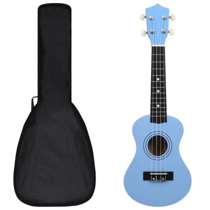 Set ukulele Soprano pentru copii, cu husă, bleu, 21" GartenMobel Dekor