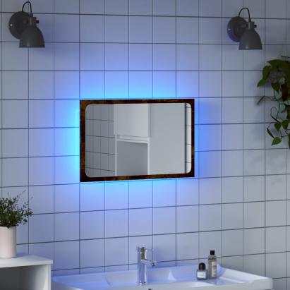 Oglindă de baie LED, stejar sonoma, 60x8,5x38 cm lemn prelucrat GartenMobel Dekor
