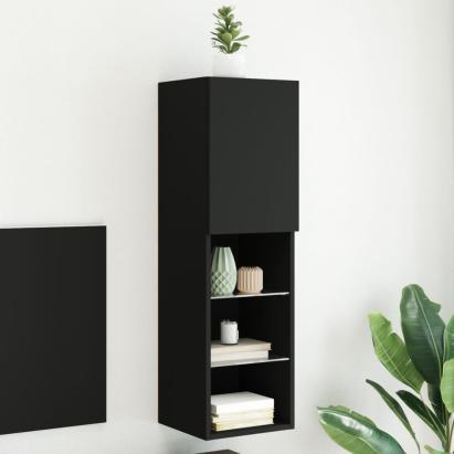 Comodă TV cu lumini LED, negru, 30,5x30x102 cm GartenMobel Dekor