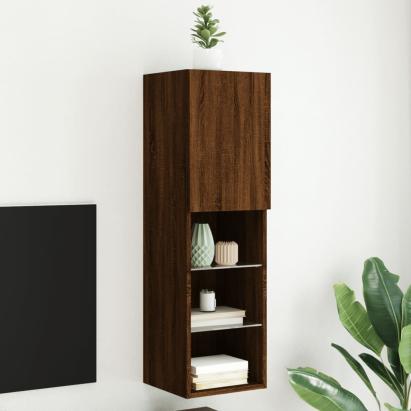 Comodă TV cu lumini LED, stejar maro, 30,5x30x102 cm GartenMobel Dekor