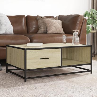Măsuță cafea stejar sonoma 90x57x35 cm lemn prelucrat și metal GartenMobel Dekor