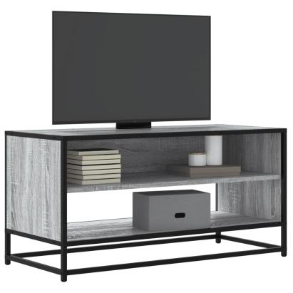 Dulap TV, gri sonoma, 91x40x46 cm, lemn prelucrat și metal GartenMobel Dekor