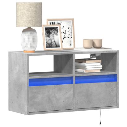 Comodă TV de perete cu lumini LED, gri beton, 80x31x45 cm GartenMobel Dekor