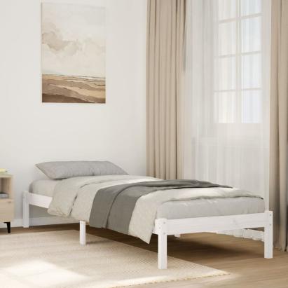 Cadru pat foarte lung fără saltea alb 90x220 cm lemn masiv pin GartenMobel Dekor