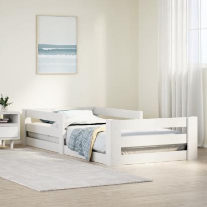 Cadru de pat fără saltea, alb, 70x140 cm, lemn masiv de pin GartenMobel Dekor