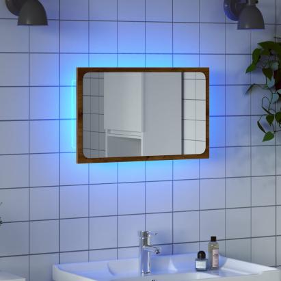 Oglindă de baie cu lumină LED, stejar artizanal, 60x8,5x38 cm GartenMobel Dekor