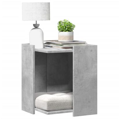 Cutie litieră pisici gri beton 42x42x51 cm lemn prelucrat GartenMobel Dekor