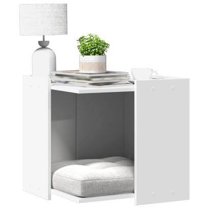 Cutie pentru litieră pisici, alb, 53x53x51 cm, lemn prelucrat GartenMobel Dekor