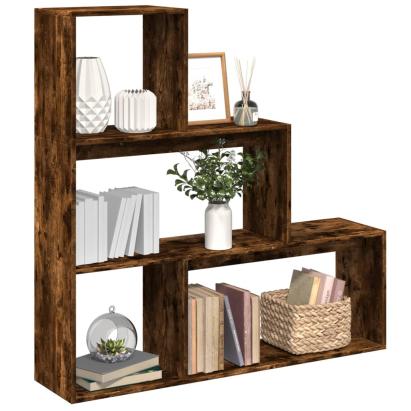 Bibliotecă/separator 3 nivel stejar fumuriu 123x29x123 cm lemn GartenMobel Dekor