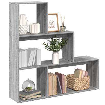Bibliotecă/separator 3 niveluri gri sonoma 123x29x123 cm lemn GartenMobel Dekor