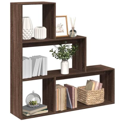 Bibliotecă/separator 3 niveluri stejar maro 123x29x123 cm lemn GartenMobel Dekor