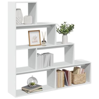 Bibliotecă/separator 4 niveluri, alb, 143,5x29x143,5 cm lemn GartenMobel Dekor