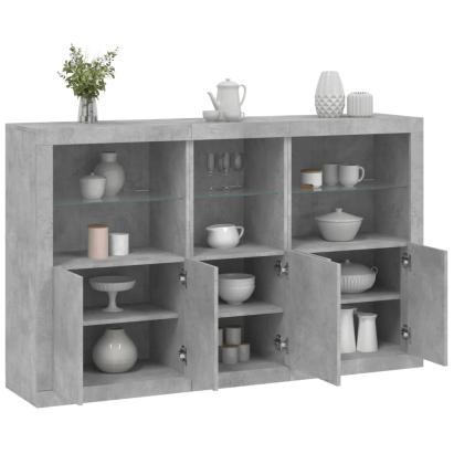 Servantă cu lumini LED, gri beton, 162x37x100 cm GartenMobel Dekor