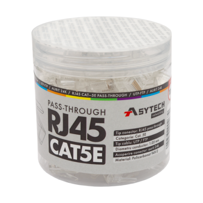 Mufa RJ-45 UTP Cat.5e EZ Passthrough (100 buc) RJ45-CAT5-EZ-JAR SafetyGuard Surveillance