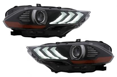 Faruri LED Ford Mustang Facelift (2018-2023) Negru Semnal Dinamic Performance AutoTuning