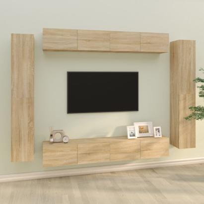 Set dulap TV, 8 piese, stejar sonoma, lemn prelucrat GartenMobel Dekor
