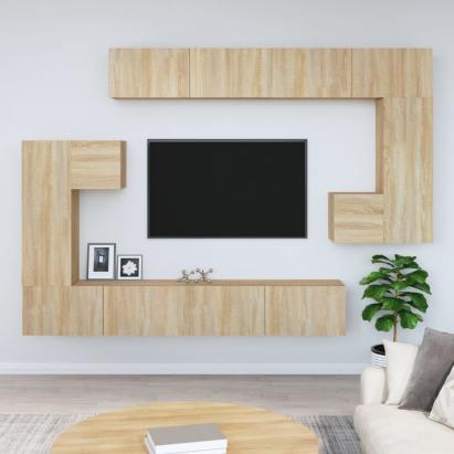 Dulap TV montat pe perete, stejar sonoma, lemn prelucrat GartenMobel Dekor
