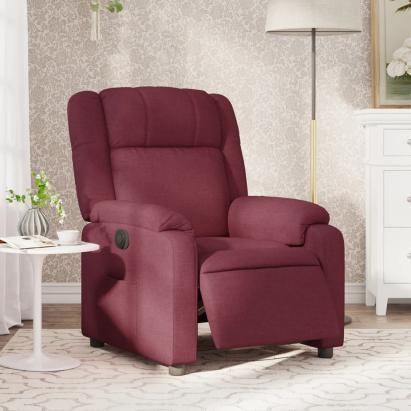 Fotoliu rabatabil electric, roșu vin, material textil GartenMobel Dekor
