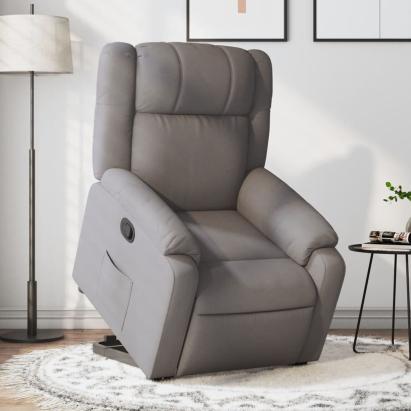 Fotoliu rabatabil cu ridicare pe verticală, gri taupe, textil GartenMobel Dekor