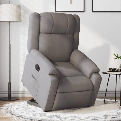 Fotoliu electric rabatabil cu ridicare, gri taupe, textil GartenMobel Dekor
