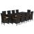 Set mobilier de exterior cu perne, 11 piese, negru, poliratan GartenMobel Dekor