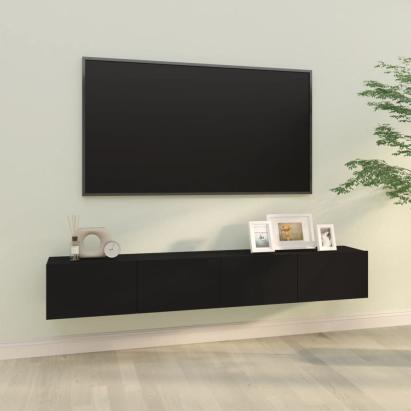 Dulapuri TV de perete 2 buc. negru 100x30x30 cm lemn compozit GartenMobel Dekor