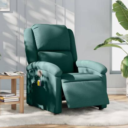 Fotoliu electric de masaj rabatabil, verde închis, textil GartenMobel Dekor