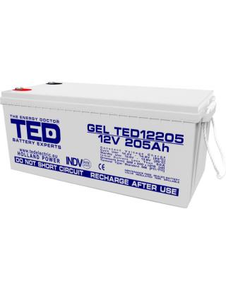 Acumulator VRLA 12V 205A GEL Deep Cycle 525mm x 243mm x h 220mm M8 TED Battery Expert Holland TED003522 (1) SafetyGuard Surveillance