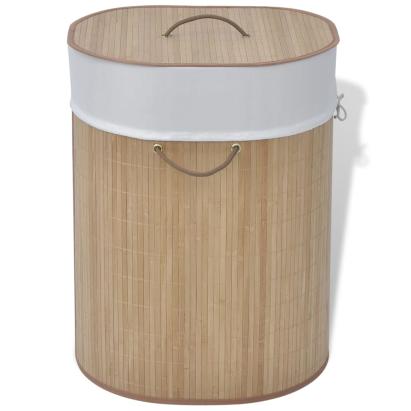Coș de rufe oval din bambus, natural GartenMobel Dekor