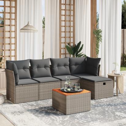 Set mobilier grădină cu perne, 6 piese, gri, poliratan GartenMobel Dekor
