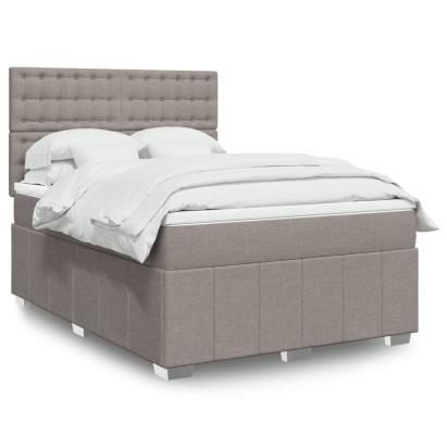 Pat box spring cu saltea, gri taupe, 160x200 cm material textil GartenMobel Dekor